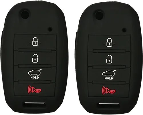 2 piezas Coolbestda - Funda protectora de silicona para llave de 4 botones para Kia Optima Soul Sorento Sportage Forte Rio Sedona (no compatible con