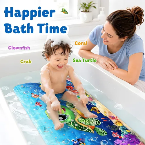 Miniatura 4 de XIYUNTE Alfombra de Baño para Bebé para Bañera Antideslizante Alfombra de Baño para Niños - 40''x16'' Extra Larga Alfombra de Bañera para Bebé