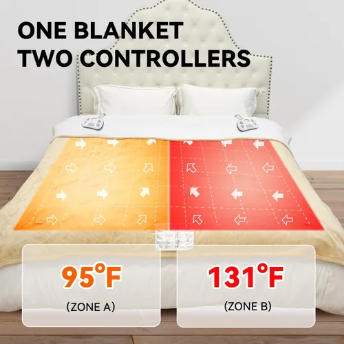 Miniatura 2 de Warm Storm Manta eléctrica tamaño Queen, franela antiestática y sherpa, 10 niveles de calefacción, 12 horas de apagado automático, lavable a
