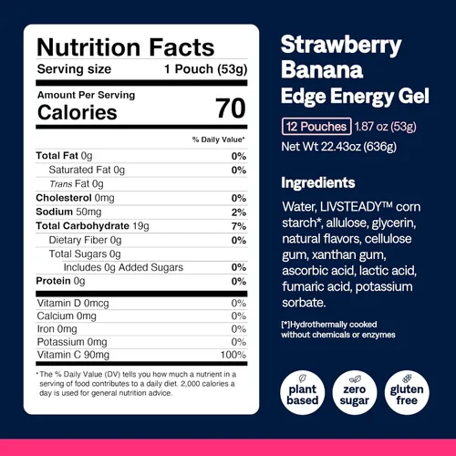 Miniatura 6 de UCAN Edge Energy Gel Shots, Plátano y Fresa (12 Paquetes de 2 Onzas) para Correr, Entrenamiento, Ejercicios, Fitness, Ciclismo, Crossfit Energía