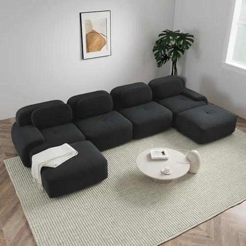 Miniatura 21 de Sofá modular sin hueso de 117 pulgadas, sofá modular en forma de L para sala de estar, sofá comprimido con asiento profundo, sofá nube de pana