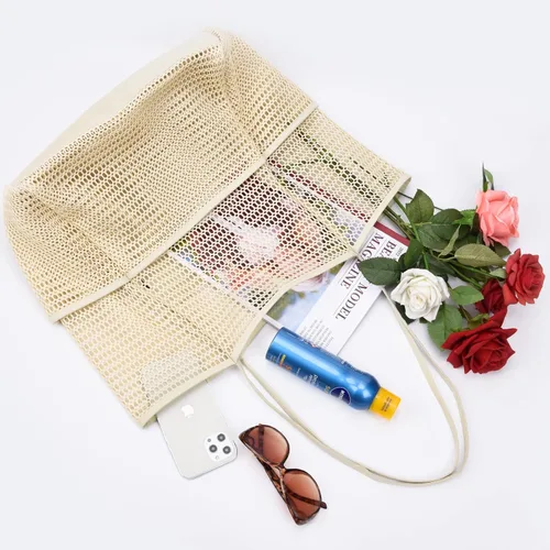 Miniatura 3 de Bolsa de playa - Bolsa tote de malla para vacaciones en la playa, ropa para mujeres, bolsa para piscina para viajes, piscina, crucero familiar