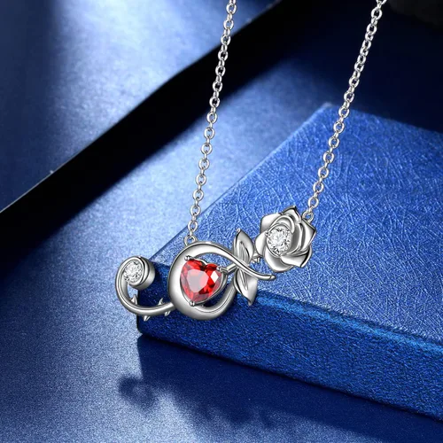 Miniatura 4 de beautlace Rosa Notas Musicales Collares PlataNegro Pistola Plateado Treble Clef Music Note Colgante Flor Regalos para Mujeres KP0227