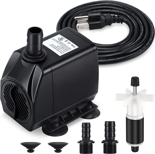 CWKJ Bomba de fuente, bomba de agua sumergible de 880 GPH, bomba de agua duradera de 60 W para exteriores con impulsor de rotor de repuesto, 3