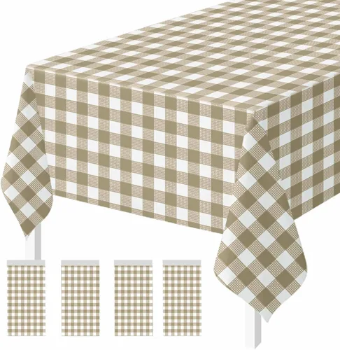Miniatura 13 de Paquete de 2 Manteles de Plástico Beige Desechables Cubiertas de Mesa Mantel Rectangular Beige para Fiesta Baby Shower Boda Cumpleaños Mantel