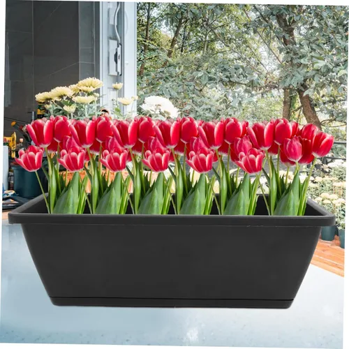 Miniatura 7 de Yardwe Macetas rectangulares para exteriores, macetas y pies de maceta, 6 unidades, para jardín