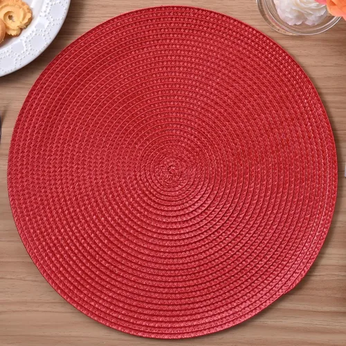 Miniatura 34 de Feuille Juego de 4 manteles individuales redondos trenzados para mesa de comedor, tejidos, lavables, antideslizantes, 13.5 pulgadas