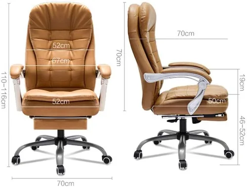 Miniatura 2 de Silla ejecutiva ergonómica de cuero regenerado con respaldo alto con brazos abatibles y soporte lumbar