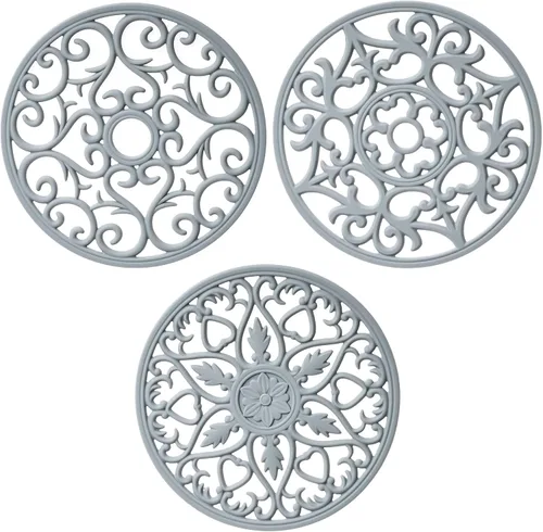 Salvamanteles de silicona, almohadillas y tapetes intrincadamente tallados, tapete flexible y moderno para mesa de cocina, resistente al calor, B: