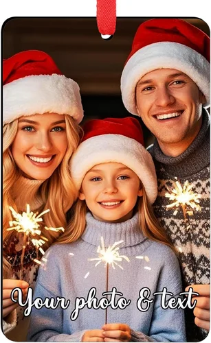 Adornos de Navidad personalizados para la familia con foto - Adornos personalizados con foto y texto para árbol de Navidad 2025, decoración de árbol
