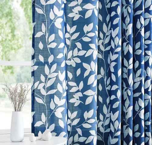 Miniatura 11 de Treatmentex Cortinas blancas y grises para dormitorio de 84 pulgadas de largo, cortinas semitransparentes con estampado de hojas para ventanas