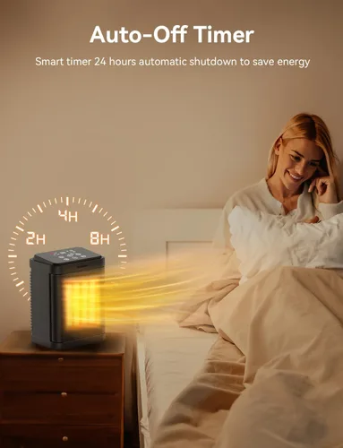 Miniatura 4 de Calentador de espacio, calentador de espacio de cerámica PTC de 1500 W con 4 modos, temporizador de 24 horas, termostato, calefacción silenciosa