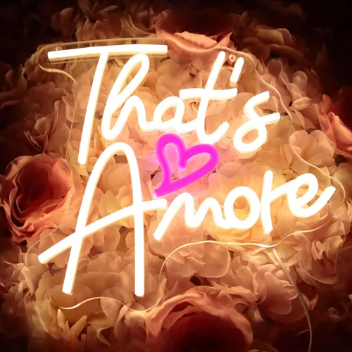Miniatura 2 de Letrero de neón con texto en inglés "That's Amore", letrero de neón LED regulable para boda, telón de fondo de boda, letrero de neón USB