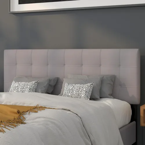 Miniatura 12 de BizChair Cabecero tapizado acolchado de tamaño matrimonial en tela negra Negro