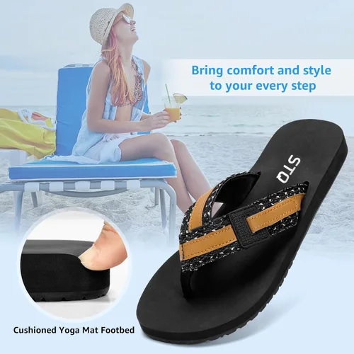 Miniatura 2 de STQ Sandalias ortopédicas para mujer, sandalias de playa ajustables con soporte de arco para aliviar la fascitis plantar
