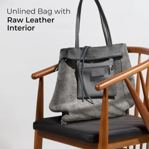 Miniatura 5 de Bolso de mano italiano de piel auténtica para mujer, con cremallera, grande, alto, suave, sin forro, para compras, trabajo, viajes