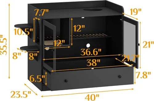 Miniatura 3 de Mueble extra grande con caja de arena oculta para gatos, gabinete para casa de gatos con escalera para 2, mesa auxiliar con cajón grande para sala