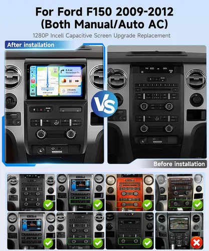 Miniatura 2 de 4 Core 4G+128G Radio estéreo de coche para Ford F150 2009 2010 2011 2012, 9 "1280P Incell pantalla táctil F150 Radio con DSP inalámbrico Carplay
