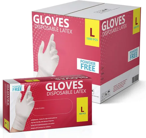 Nuevos guantes desechables de látex, sin polvo, 100 por caja | 1000 estuche Pequeño