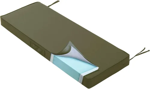 Miniatura 8 de Cojín de banco para exteriores, de espuma viscoelástica, de 4 pulgadas, impermeable, para muebles de patio, porche, columpio con asa y correa
