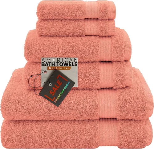 Miniatura 16 de American Bath Towels Juego de 6 toallas turcas de 100% algodón, ultra suaves, absorbentes, 2 toallas de baño, 2 toallas de mano, 2 toallas pequeñas