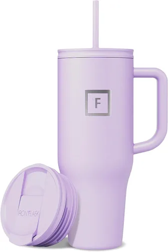 Miniatura 38 de IRON °FLASK Co-Pilot - Vaso aislante de 40 onzas con pajita y tapas abatibles - Botella con portavasos para bebidas frías o calientes - A prueba