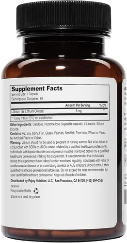 Miniatura 2 de Orotato de litio - 5 mg de litio elemental, 60 cápsulas vegetarianas (paquete de 2)