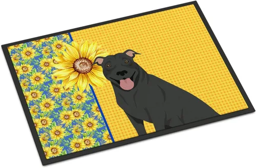 Miniatura 42 de Caroline's Treasures WDK5313MAT Airedale Terrier - Tapete para puerta delantera de 18 x 27 pulgadas, diseño de girasoles de verano, para entrada