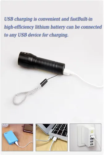 Miniatura 8 de CLEZGO - Linternas recargables de alto lumens LED, mini linterna recargable USB para el hogar, 3 modos de enfoque ajustable, linterna portátil