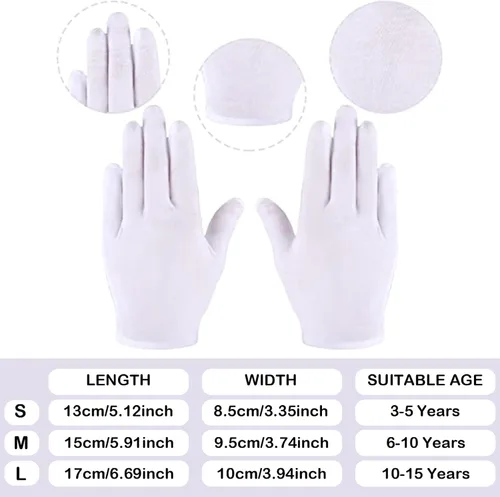 Miniatura 4 de SATINIOR 20 Pairs White Gloves Kids Cosplay Costume Cotton Girls Boys Wrist Formal for Halloween Party