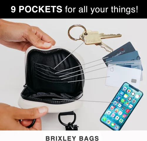 Miniatura 5 de Brixley Bolso bandolera Bolso de viaje para mujer, paquete de 9 bolsillos, 5 cangureras multiposición para uso diario y viajes