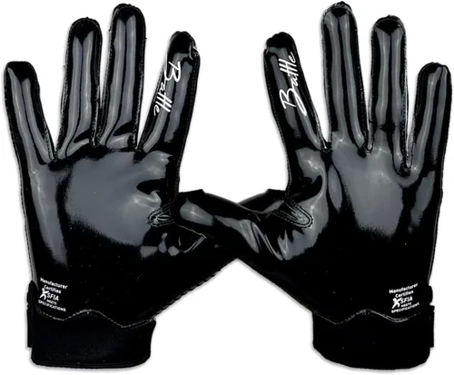 Miniatura 3 de Battle Sports Skullface - Guantes de fútbol americano con capa de extraterrestre rosa para receptor abierto, ultraadherentes y con agarre