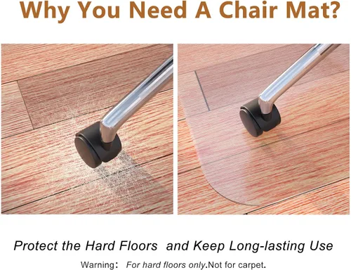 Miniatura 4 de Naturehydro Tapete transparente para silla de oficina para suelo de madera dura, 48 x 30 pulgadas, tapete de fácil deslizamiento para silla