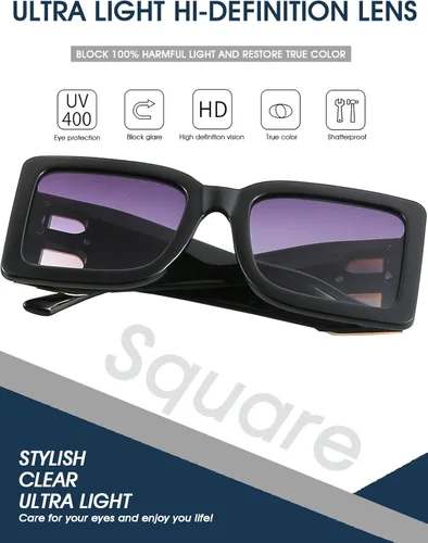 Miniatura 70 de PORADAY Gafas de sol cuadradas grandes de moda para mujeres y hombres, marco grueso negro de lujo, gafas de sol modernas con montura grande