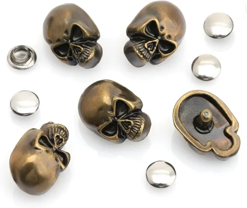 Miniatura 2 de CRAFTMEMORE SK02 - Remaches de calavera de metal con remaches rápidos decorativos para pulseras, bolsas, cinturones, zapatos, artesanía en cuero