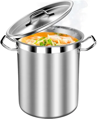 Miniatura 11 de STOCKPOT Olla de cocina, olla de acero inoxidable, olla de sopa con tapa de vidrio, ollas de inducción - 6 cuartos
