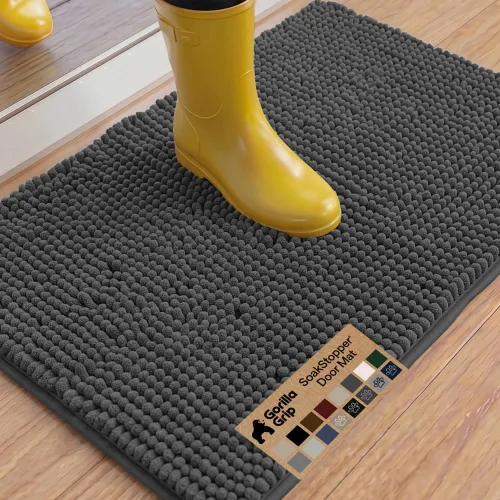 Miniatura 80 de GORILLA GRIP SOAKSTOPPER - Tapete para puerta de perro, 30 x 20 pulgadas, lavable a máquina, absorbente, captura la humedad, barro, suciedad, Negro