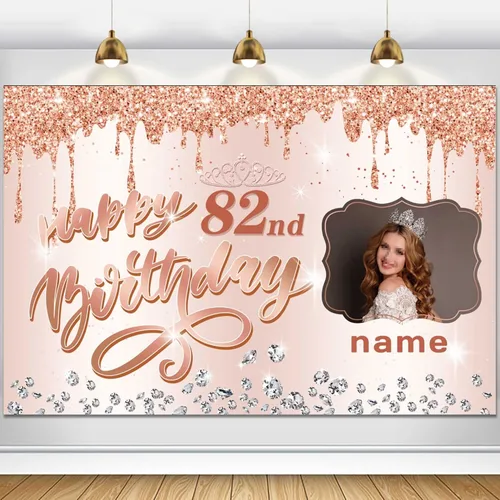 Miniatura 48 de Cartel decorativo personalizable de oro rosa con nombre y foto MGJB-NLK-50