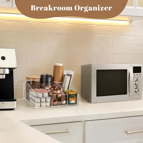 Miniatura 7 de BEYGORM Organizador de estación de café acrílico para mostrador, accesorios transparentes de almacenamiento de aperitivos y té para cápsulas Kcup
