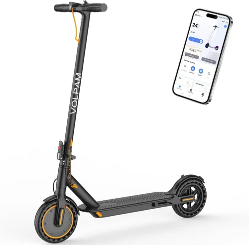 Miniatura 9 de VOLPAM Scooter eléctrico, motor potente de 250/500 W, alcance de 10/23 millas, suspensiones de choque duales, velocidad de 9/19 mph, scooter E