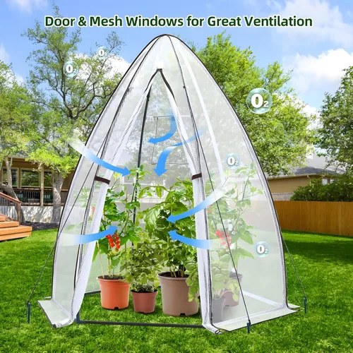 Miniatura 3 de Invernadero portátil para exteriores, Ohuhu carpa invernadero resistente con cubierta de PE duradera, protector de plantas de jardín con puerta