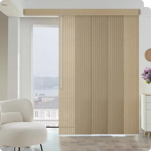 Miniatura 12 de Graywind - Paneles deslizantes manuales 100% opacos con control de varilla, persianas de privacidad para ventanas de patio, puertas corredizas