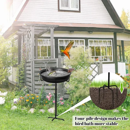 Miniatura 7 de Baño de pájaros independiente de 28 pulgadas, comedero de aves para exteriores, con estaca de metal, desmontable, decoración para spa de aves