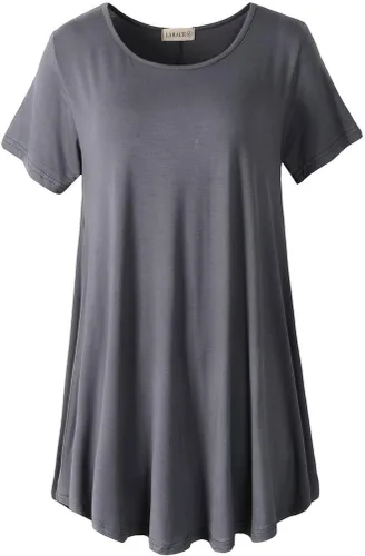 LARACE Blusa holgada de manga corta para mujer, blusa tipo túnica para llevar con leggings
