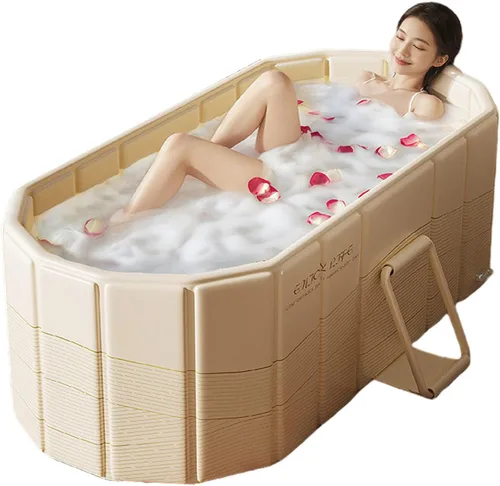 Bañera plegable para adultos, grande de 59 pulgadas, bañera portátil para baño, bañera plegable de spa para cabina de ducha, ideal para espacios
