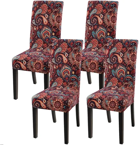 Miniatura 34 de Fundas para silla de comedor Yisun, fundas elásticas para silla de comedor, funda protectora para silla de comedor, mezcla de poliéster, Beige