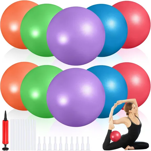Miniatura 17 de Aoriher 10 pelotas pequeñas de pilates, de 9 pulgadas, mini pelotas de yoga antiestallidos y antideslizantes para estabilidad, fitness, terapia