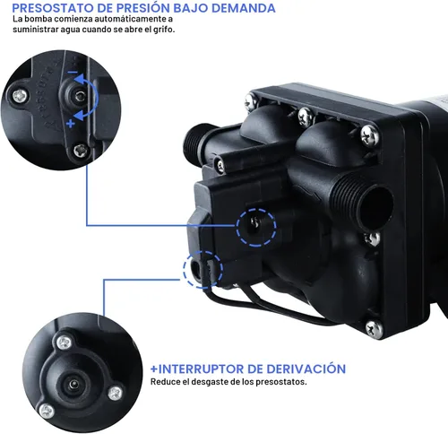 Miniatura 5 de Tdrsuper - Bomba de refuerzo de presión de agua, bomba de diafragma de agua de 110V AC, 5.5 GPM 75 PSI con enchufe de alimentación, bomba de agua