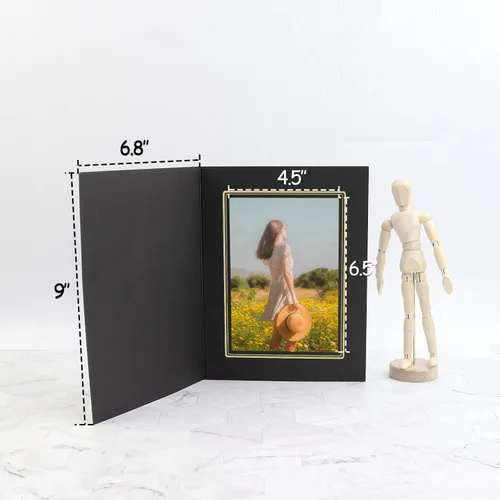 Miniatura 2 de Golden State Art, Paquete de 25 carpetas de fotos de 5 x 7, marco de cartón, tarjetas de marco de papel, saludos/invitación eventos especiales: negro