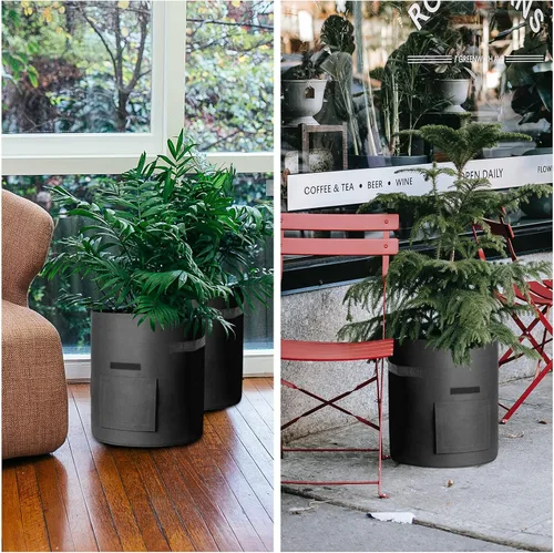 Miniatura 9 de LITLANDSTAR Paquete de 6 bolsas de cultivo de papas de 7 galones, tela no tejida resistente, bolsa de plantación de jardín, contenedor de plantas